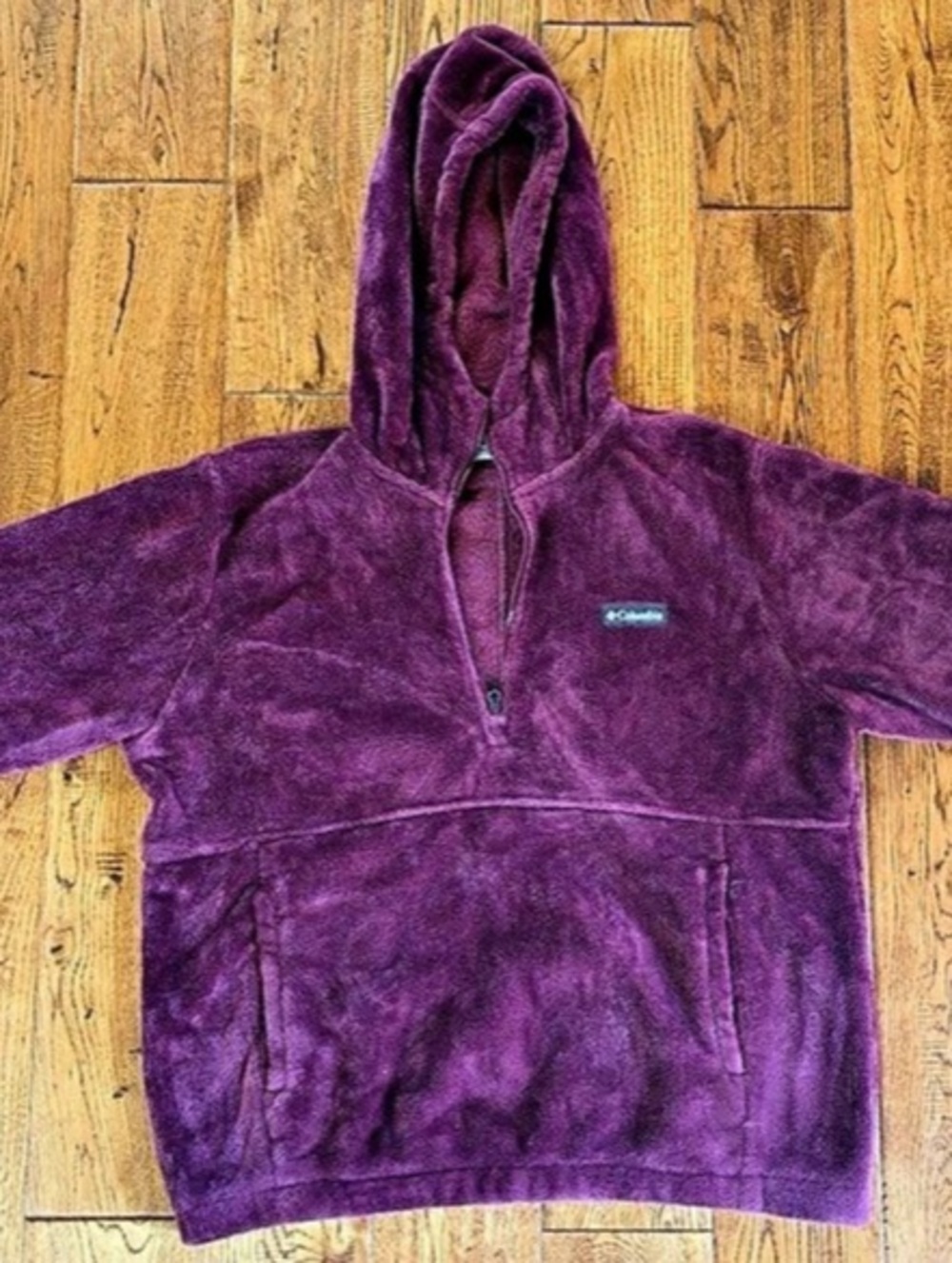 Columbia Purple Hooded Quarter-Zip Jacket Large